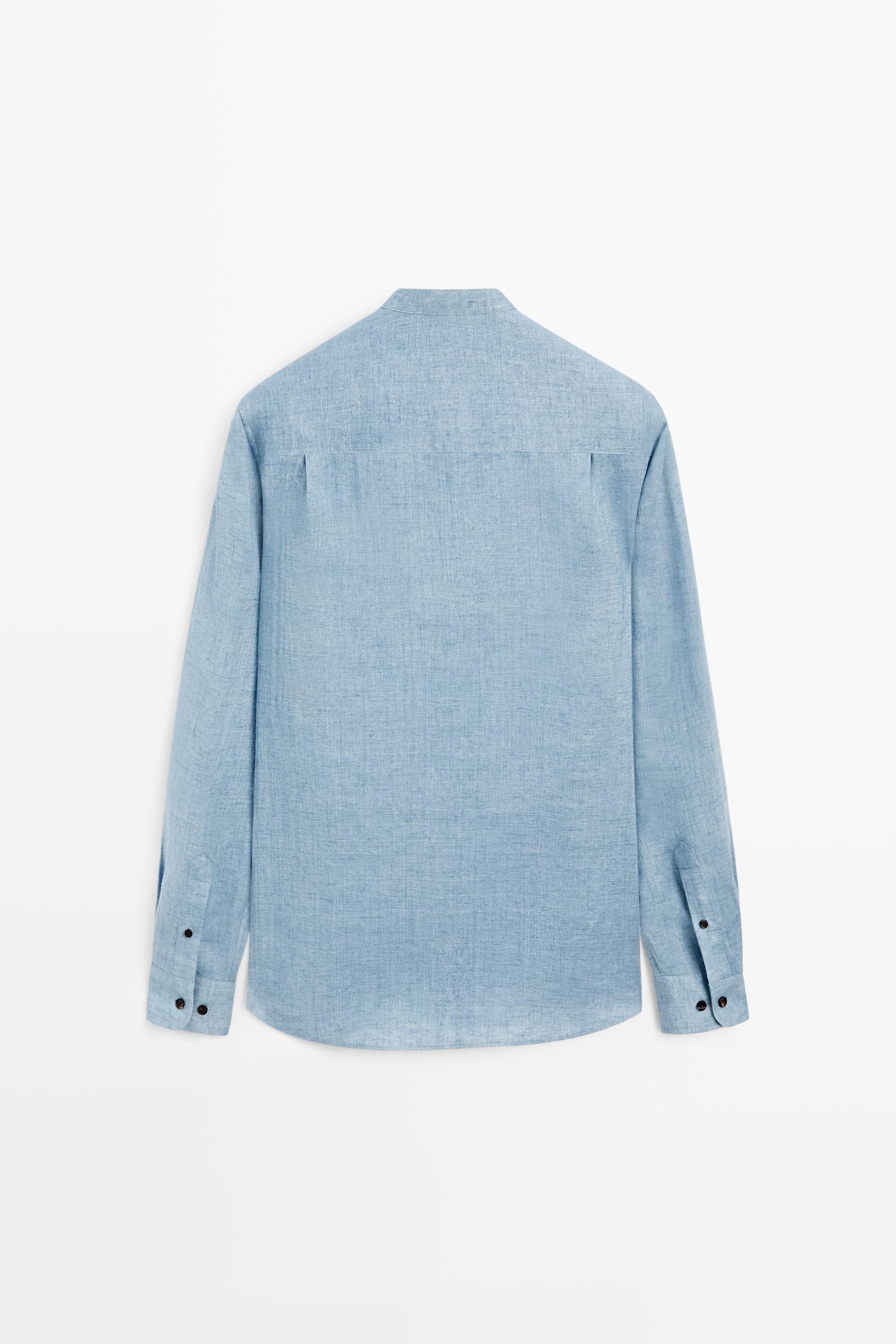 Chemise regular fit 100 % lin boutons contrastés